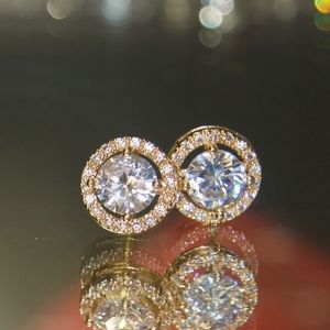 14kt Gold Dipped Swarovski Studs in Halo Setting